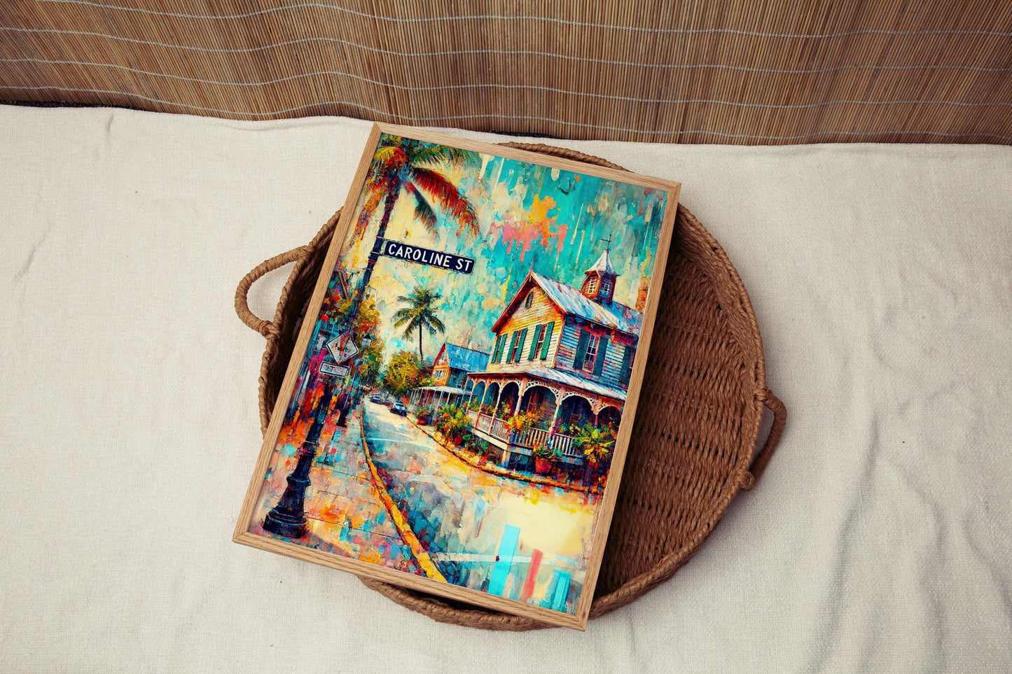 Caroline St Print - Key West Florida Wall Art, Travel Poster, Housewarming & Florida Gift, Coastal Home Decor, FL Art Print