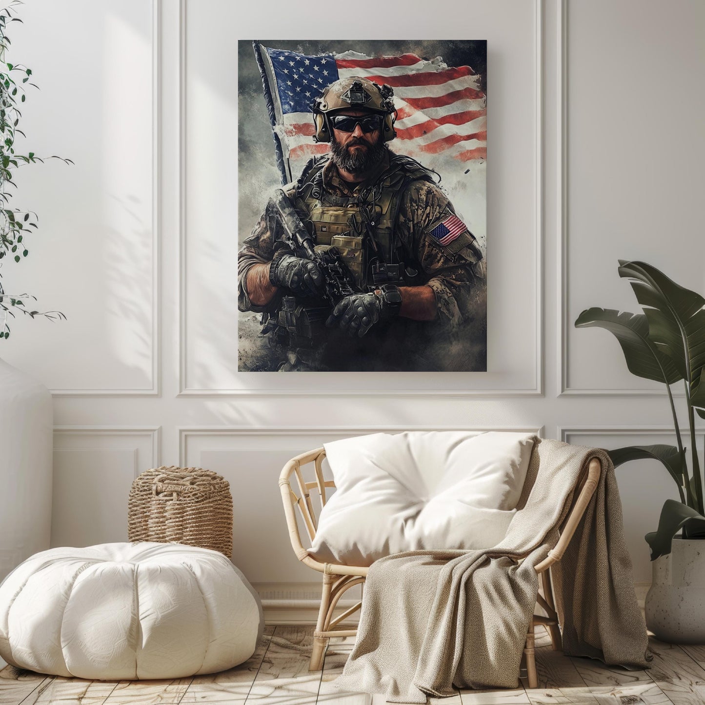 American Troop Art | Abstract USA Wall Art for Home Decor | Patriotic United States Poster | Independence Day Artwork