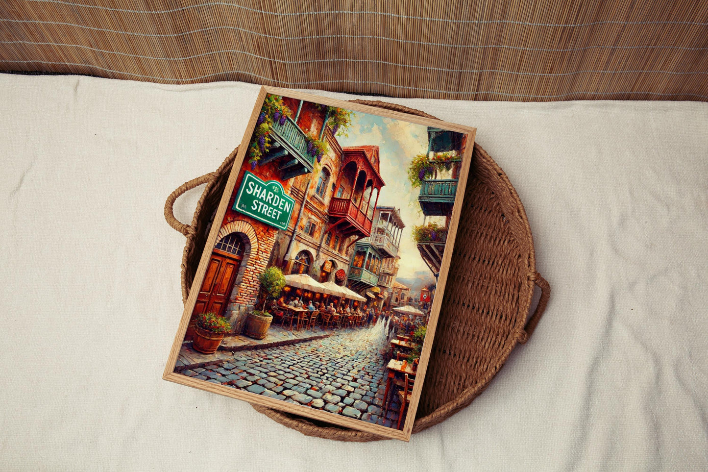 Sharden Street Wall Art, Tbilisi Print, Georgia Cityscape, Travel Souvenir, Cobblestone Alley Decor, Personalized Gift, Travel Poster