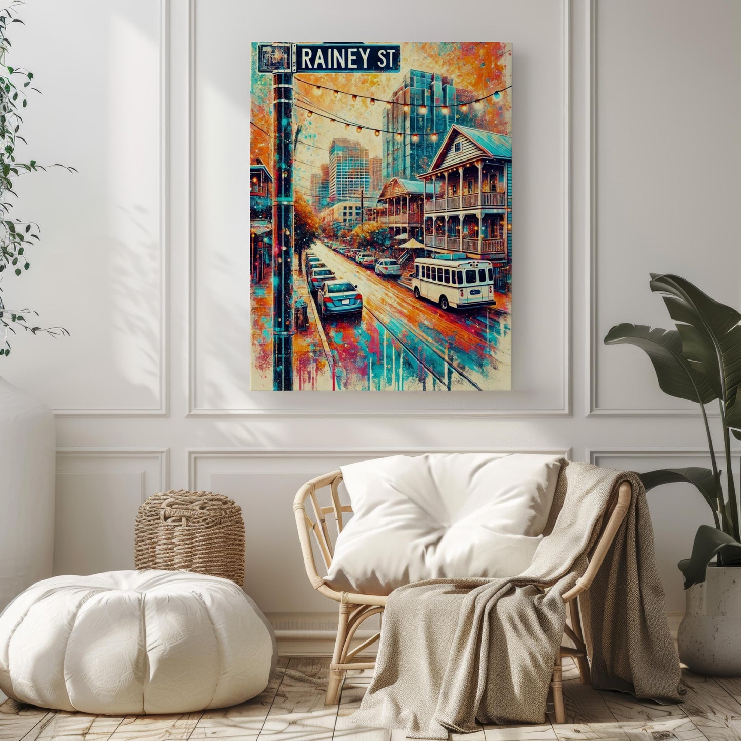 Austin Rainey Street Wall Art Print, Texas Travel Poster, Austin Gift & Housewarming Decor, Rainey St Artwork
