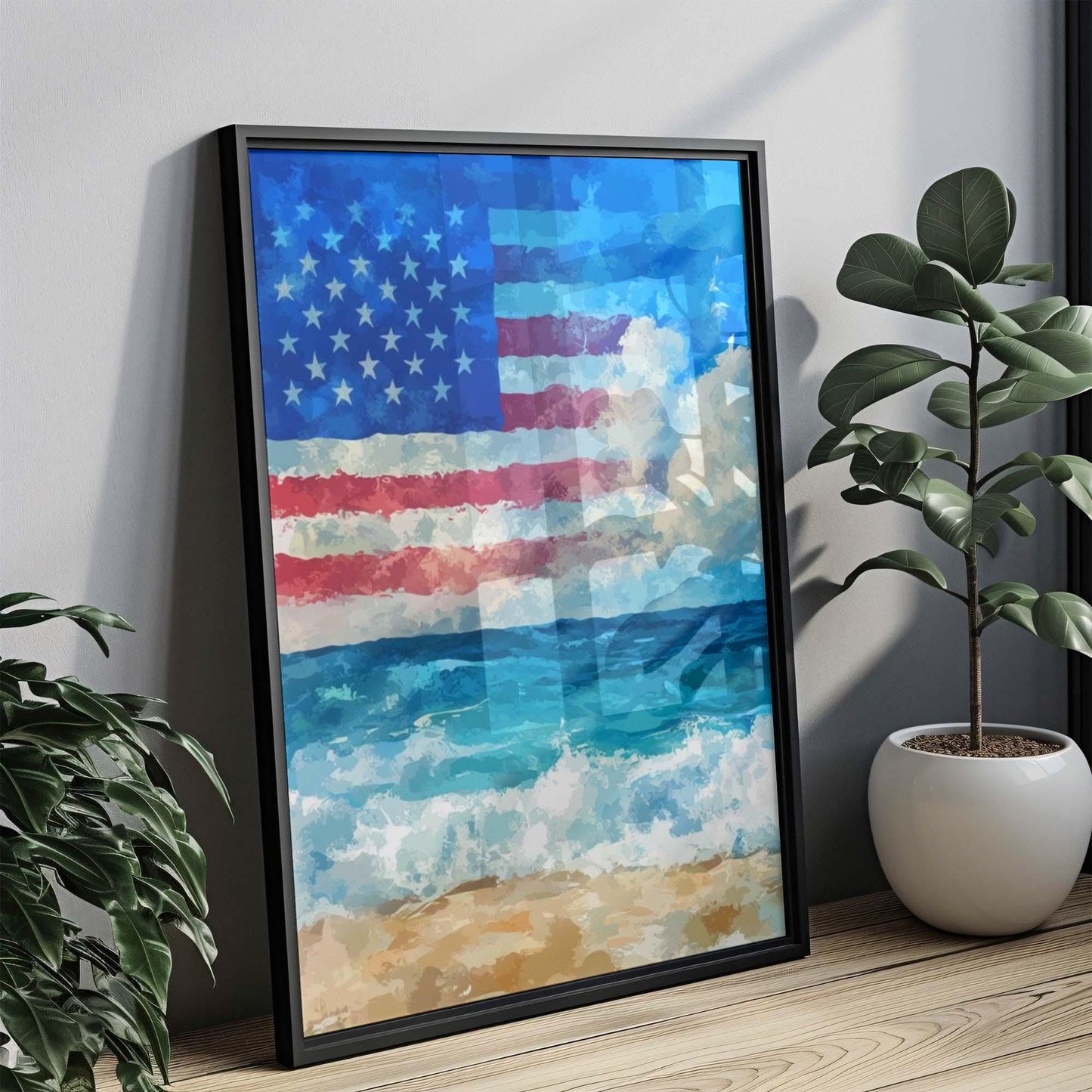 USA Beach Wall Art Patriotic Poster for Home Decor | Summer United States Beach House Art Print