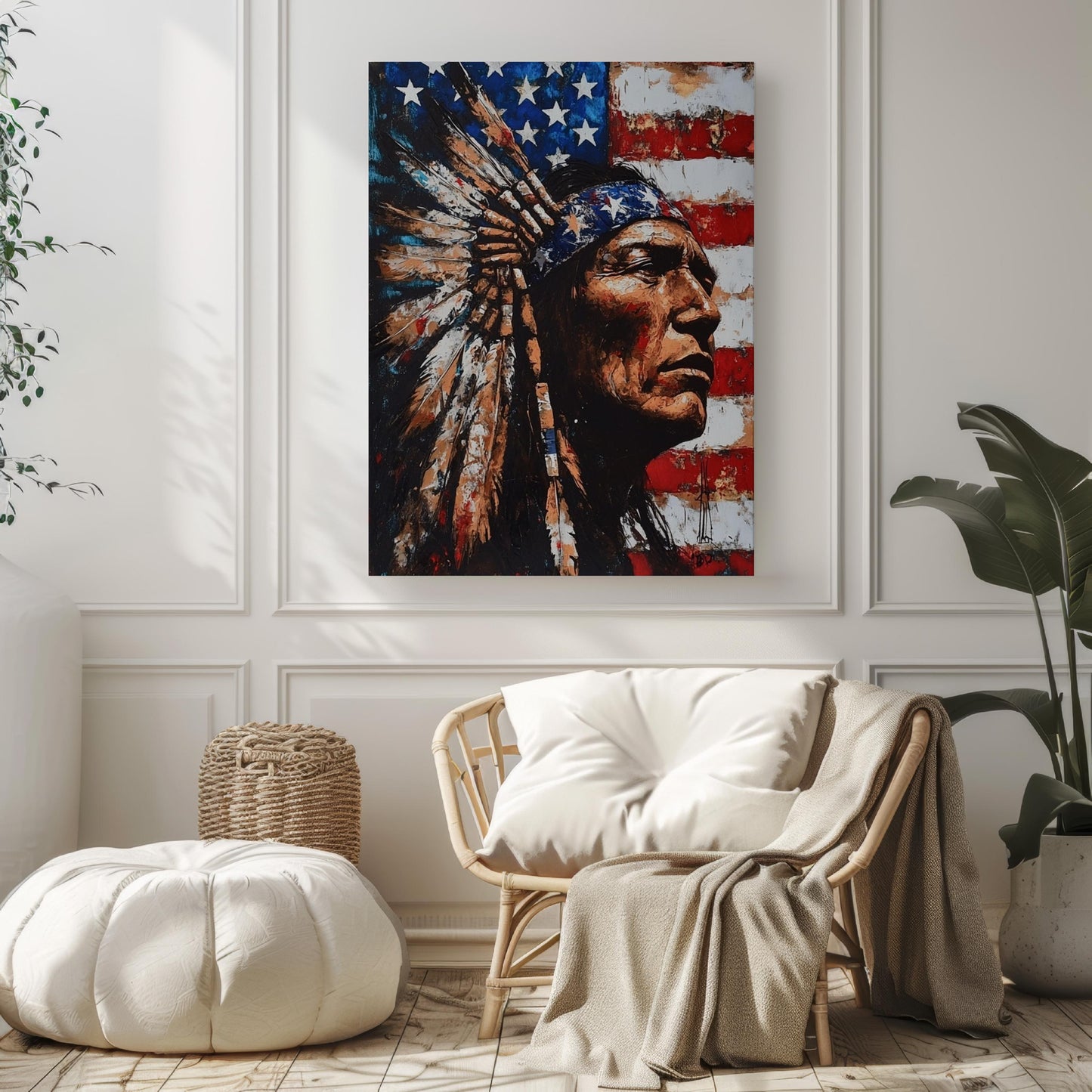 American Chief Abstract USA Wall Art Patriotic United States Poster Independence Artwork Home Decor