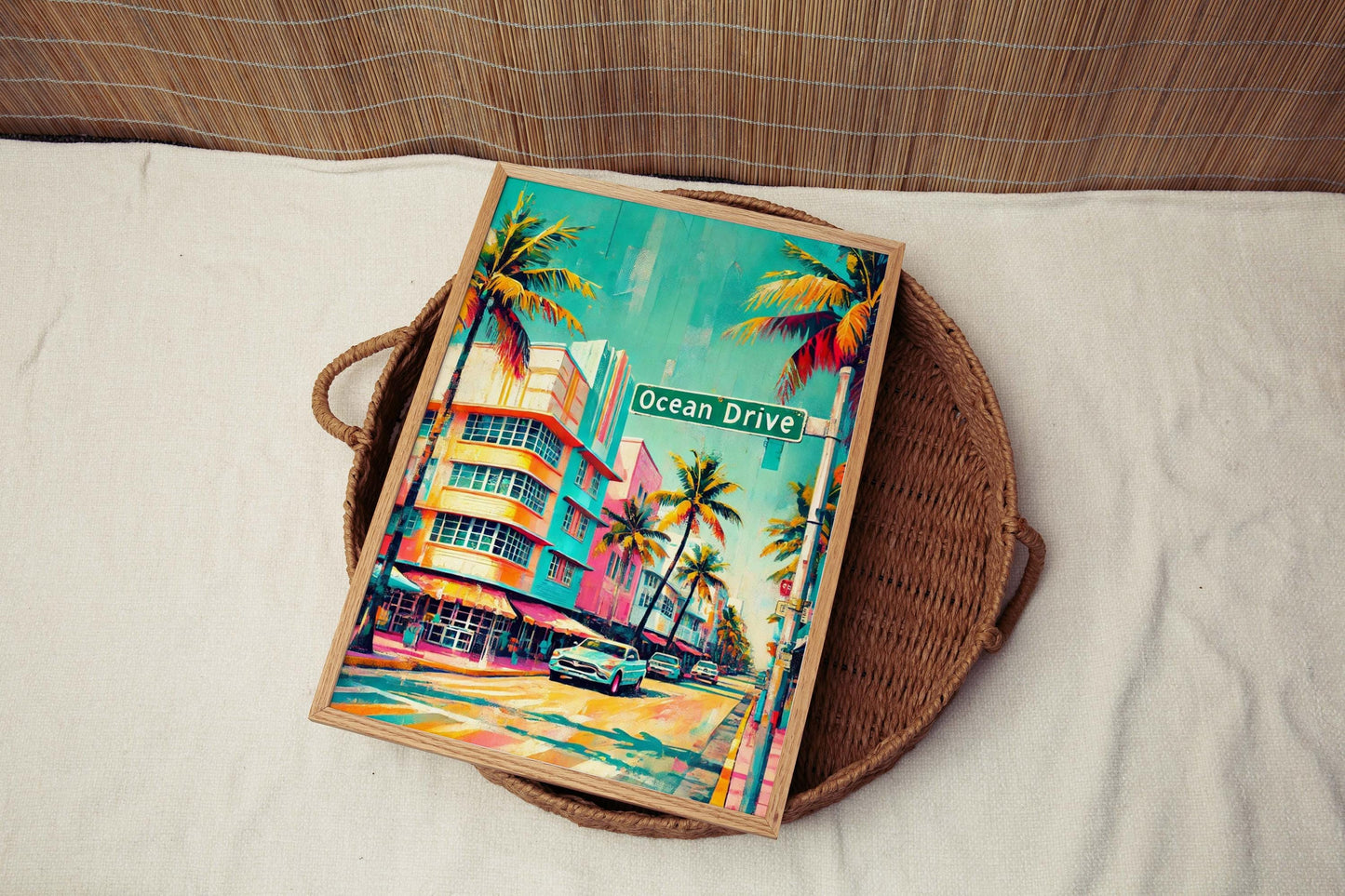 Ocean Drive Print Miami Beach Art, Florida Travel Poster Wall Art, Housewarming Gift, Coastal Decor, Ocean Drive Wall Art, Travel Print