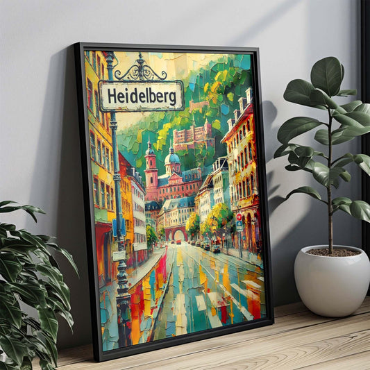 Heidelberg Art Wall Print – German City Travel Poster, Vintage Style Heidelberg Artwork, Housewarming Gift, Germany Wall Decor