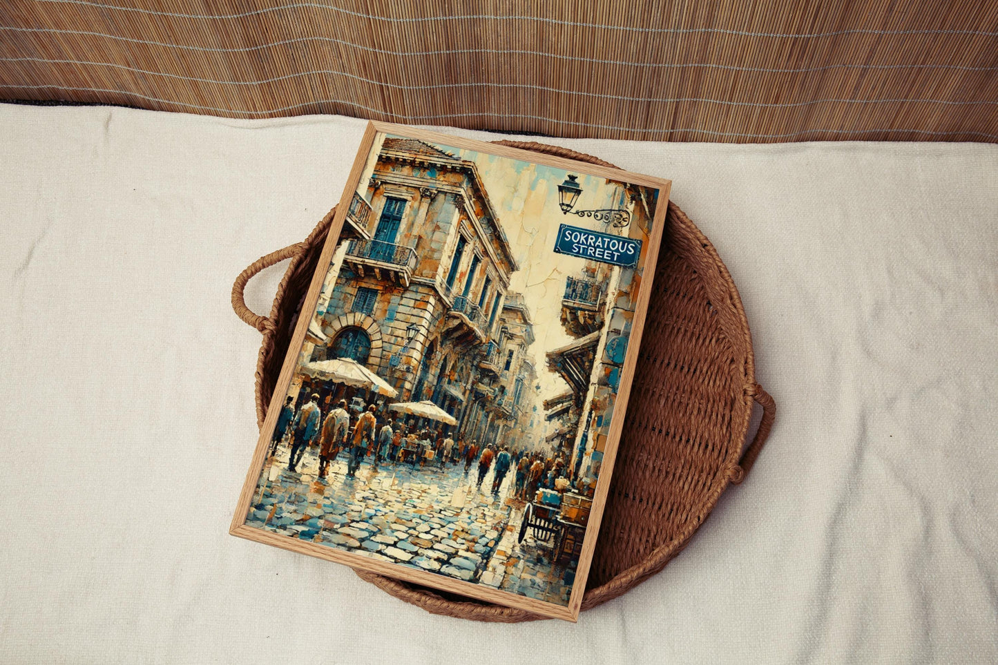 Sokratous Street Wall Art, Greece Travel Poster, Mediterranean Home Decor, Europe City Scene, Personalized Gift, Greece Souvenir