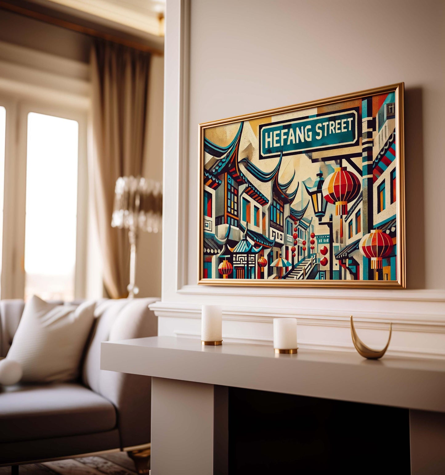 Hefang Street Print - Hangzhou Art Wall Decor, Travel Poster, Housewarming Gift, Chinese Street Scene Artwork