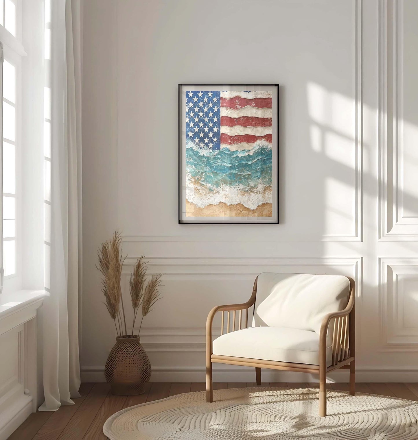 USA Beach Wall Art Poster - Patriotic United States Home Decor for Beach House & Summer Living