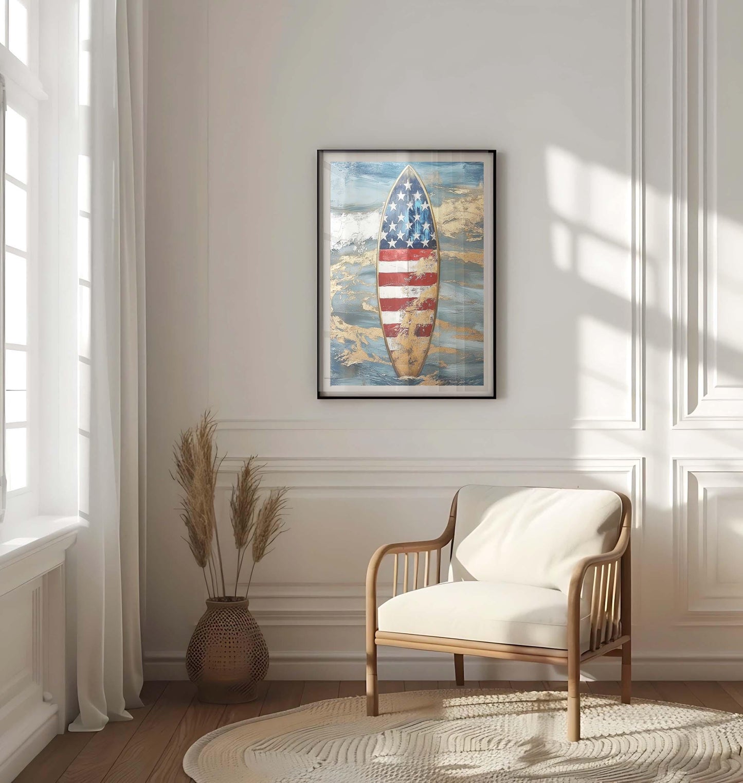 Surfing Artwork | USA Wall Art | Patriotic Wall Art | USA Poster | United States | Beach House Home Decor | Home Decor | Summer Art | USA