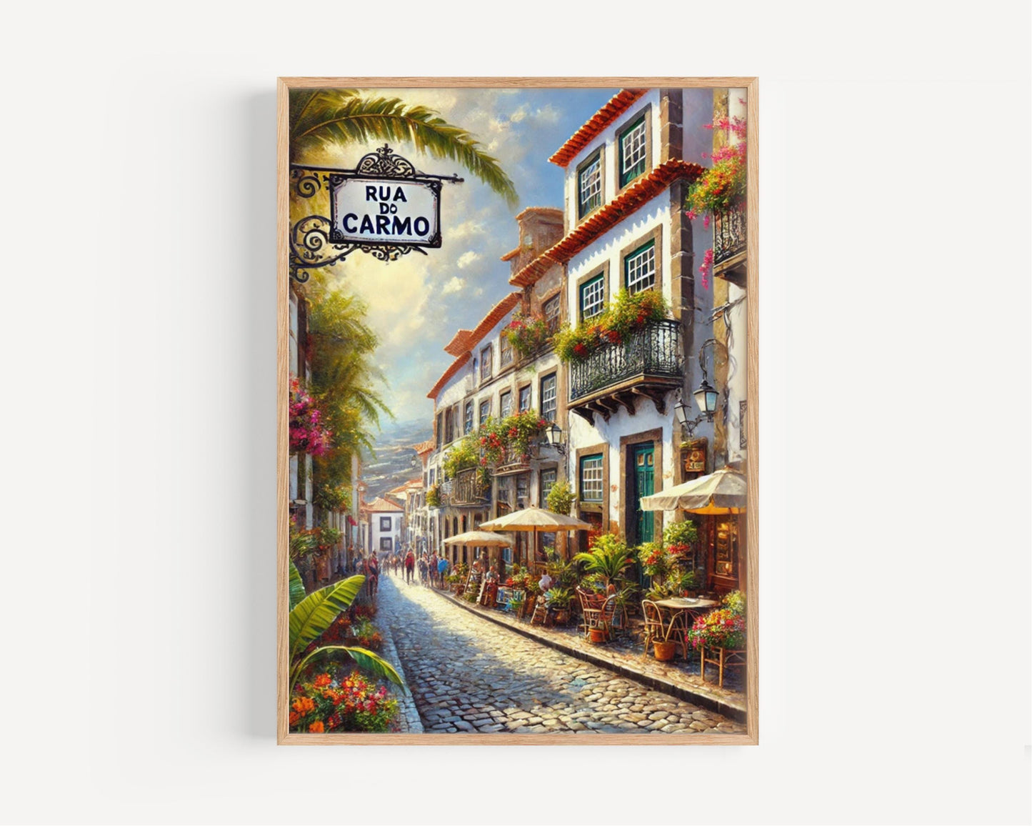 Rua Do Carmo Wall Art Print - Funchal Travel Poster, Madeira Souvenir & Housewarming Gift, Portugal Coastal Decor