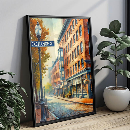 Portland Maine Print | Exchange Street Sign, Old Port Art