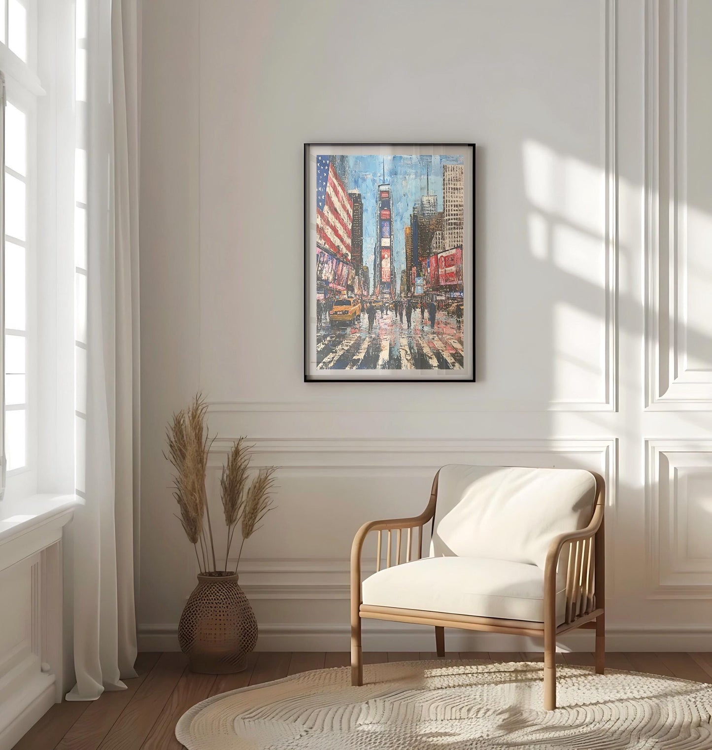 Times Square NYC Wall Art Abstract USA Poster Patriotic American Independence Home Decor United States Artwork