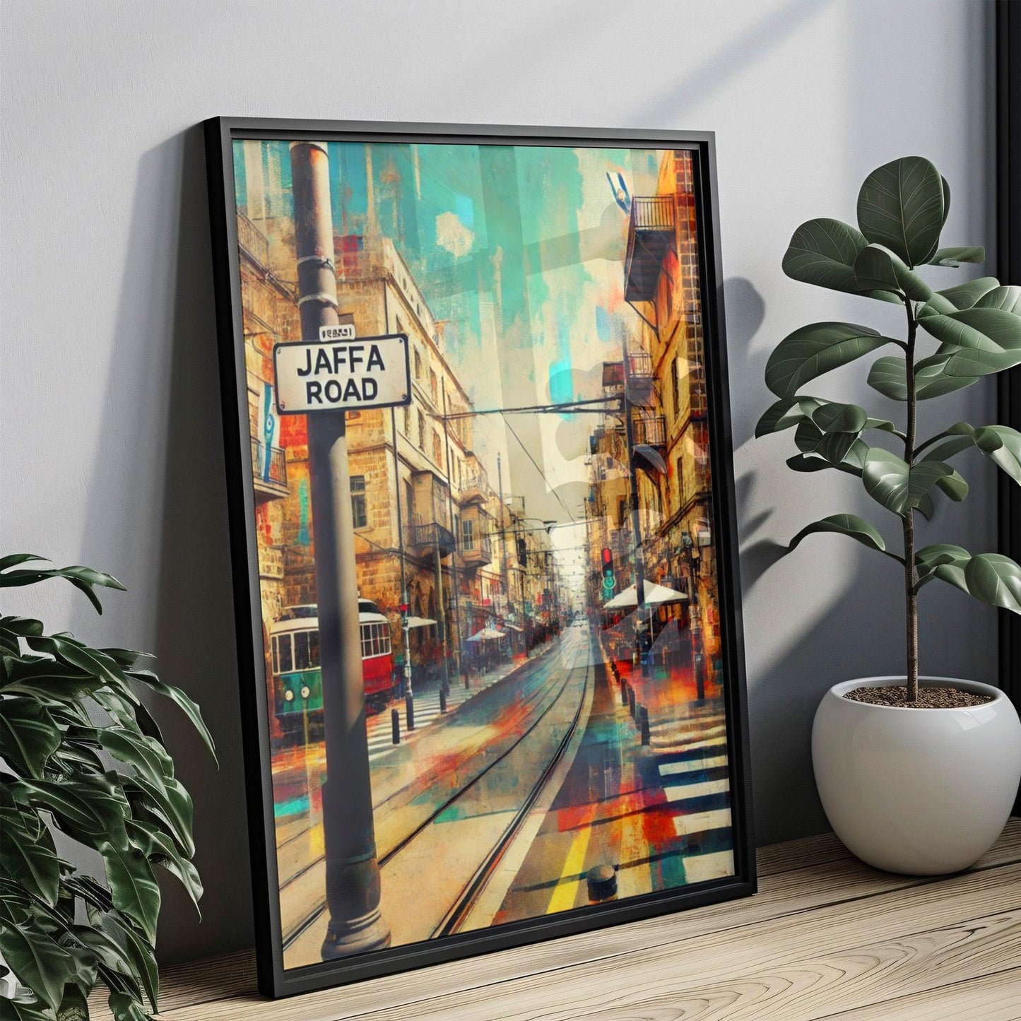 Jaffa Road Wall Art Print - Jerusalem Travel Poster, Israel Gift & Home Decor, Israeli Street Art, Housewarming Present