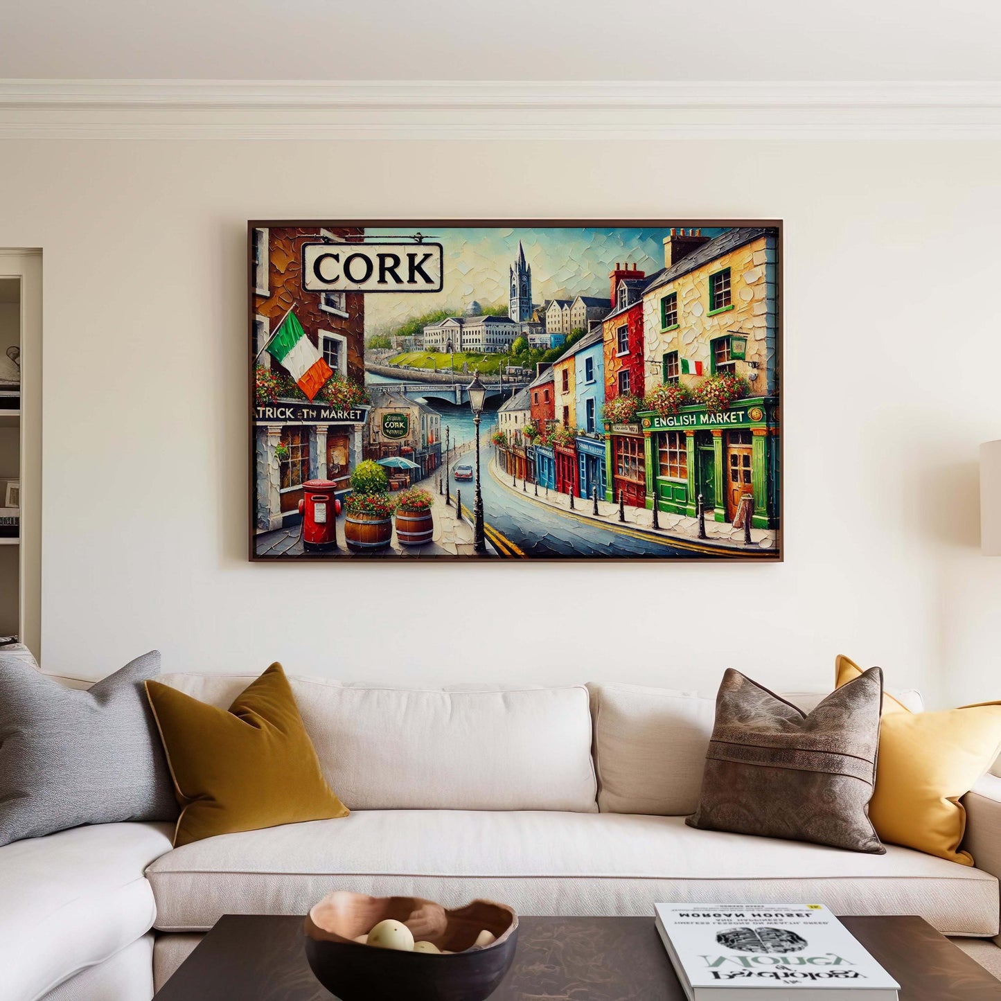 Cork Art Ireland City Map Wall Art - Travel Print & Poster, Unique European Home Décor, Cork Map Gift for Housewarming
