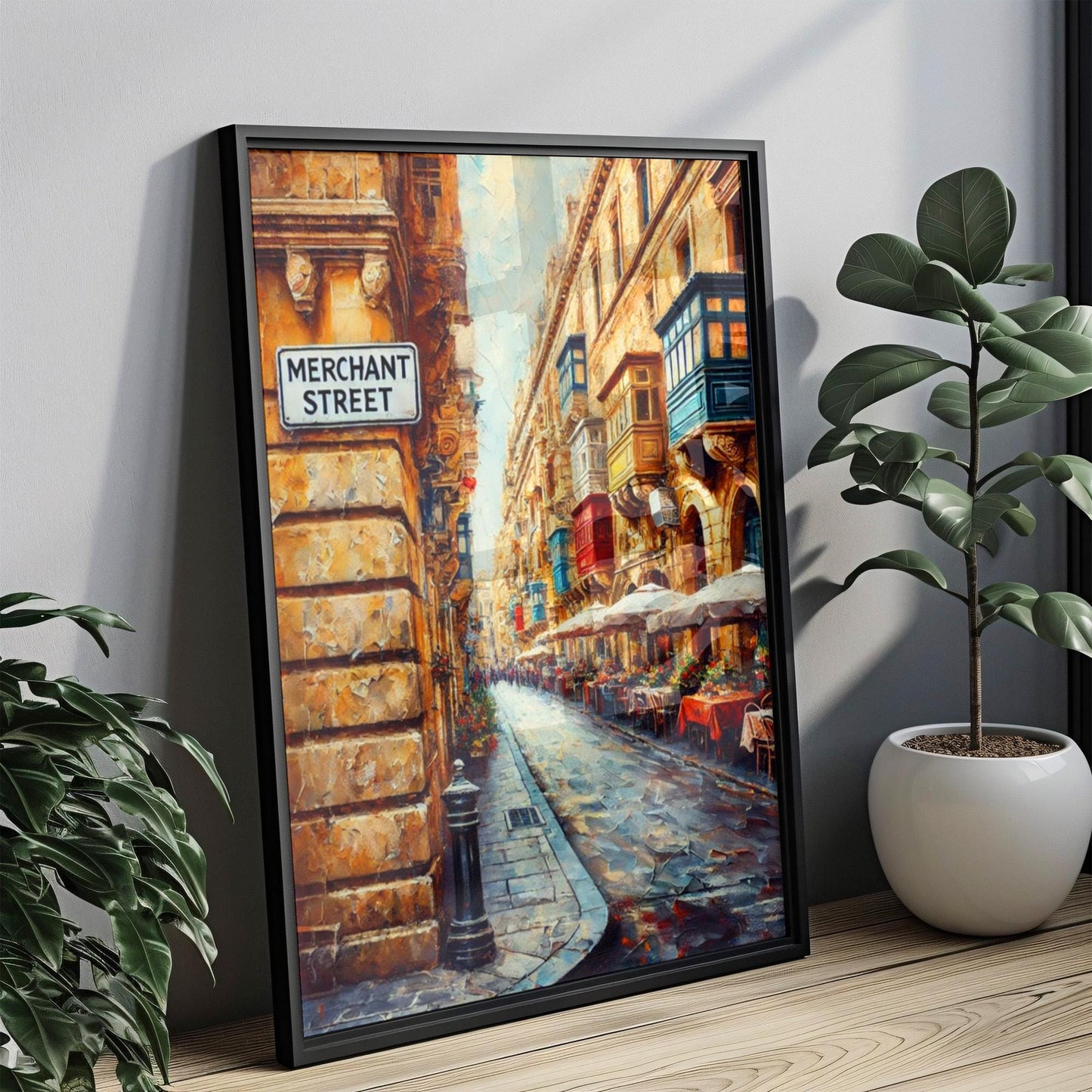 Malta Merchant St Wall Art Print - European Travel Poster, Housewarming Gift, Souvenir Malta Art, Merchant Street Travel Print
