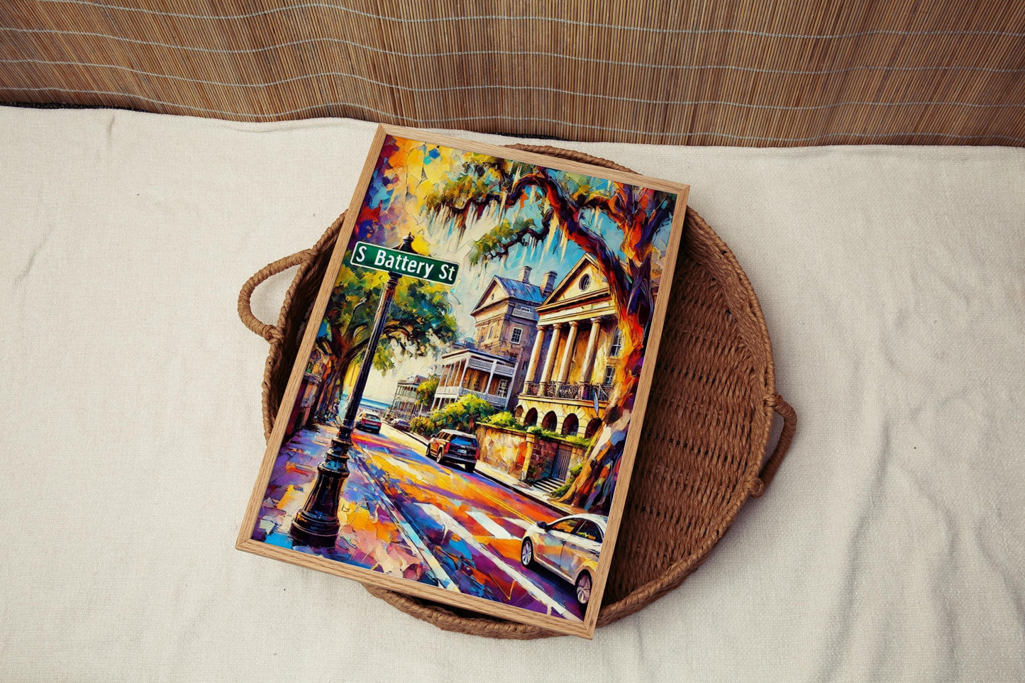 Charleston S Battery Wall Art Print - South Carolina Travel Poster Gift, Charleston Street Map, Coastal Home Decor
