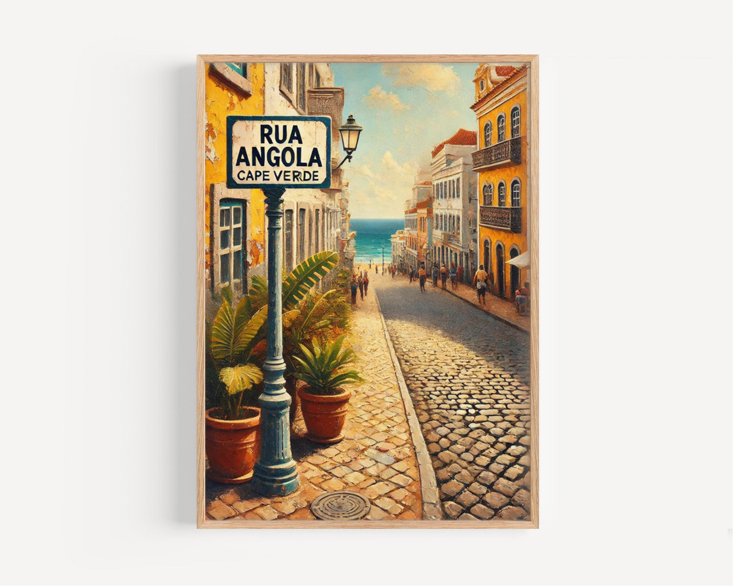 Cape Verde Art, Rua Angola Wall Art, Mindelo Print, Travel Souvenir, Cityscape Poster, Cape Verde Decor, Personalized Gift