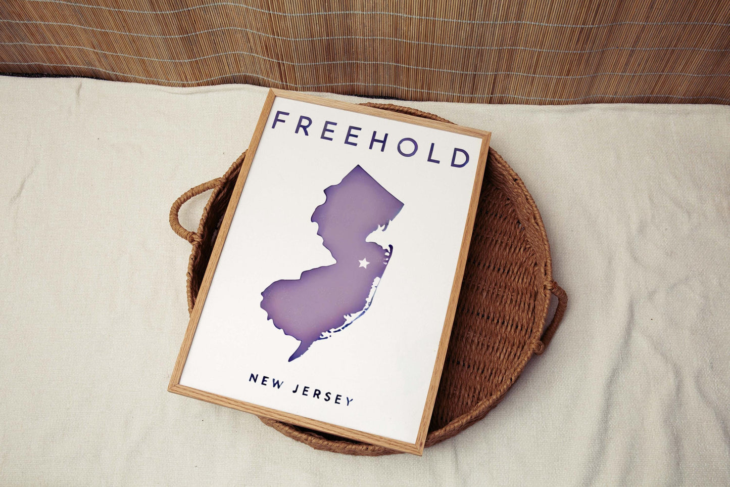 Freehold Print New Jersey Wall Art Map Travel Home Decor Housewarming Gift College Dorm NJ Art