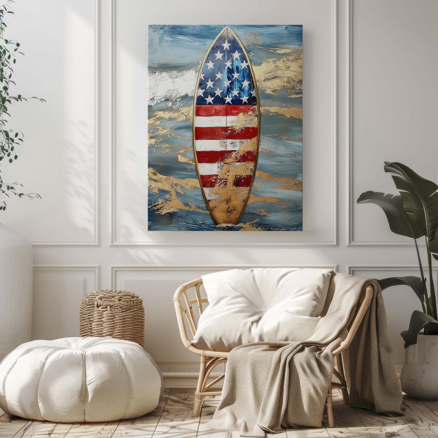 Surfing Artwork | USA Wall Art | Patriotic Wall Art | USA Poster | United States | Beach House Home Decor | Home Decor | Summer Art | USA