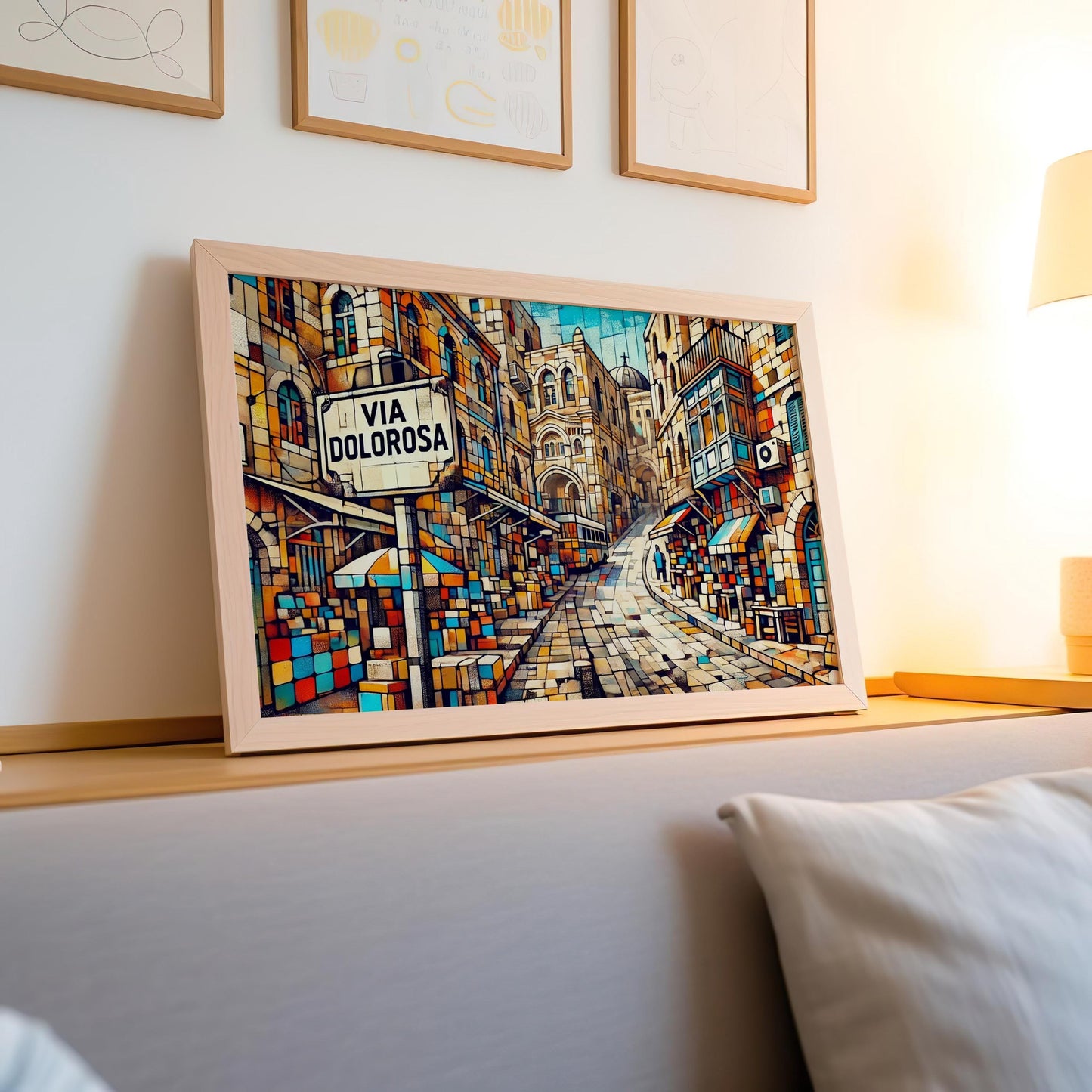 Via Dolorosa Wall Art Print - Jerusalem Travel Poster, Israeli Art Gift, Via Dolorosa Street Map, Housewarming & Israel Décor