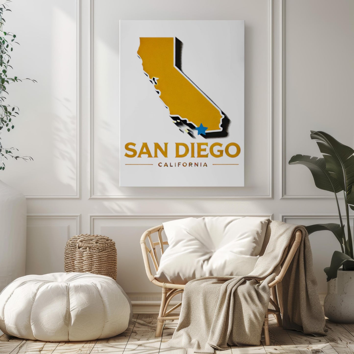 San Diego Wall Art Print, California Travel Decor, Housewarming & College Gift, Coastal Home Decoration, San Diego CA Map Illustration