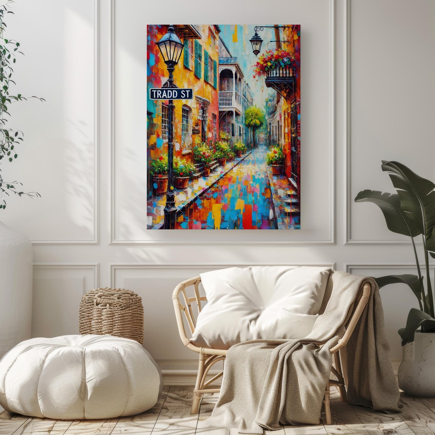 Charleston Tradd St Wall Art Print - South Carolina Travel Poster, Charleston Gift & Housewarming Decor