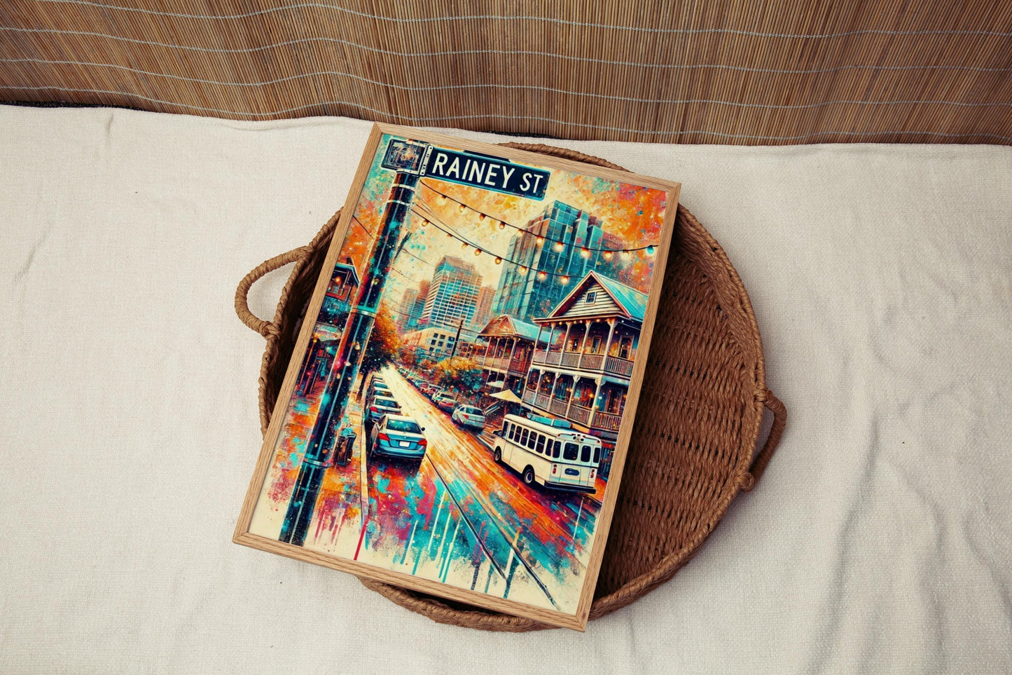 Austin Rainey Street Wall Art Print, Texas Travel Poster, Austin Gift & Housewarming Decor, Rainey St Artwork