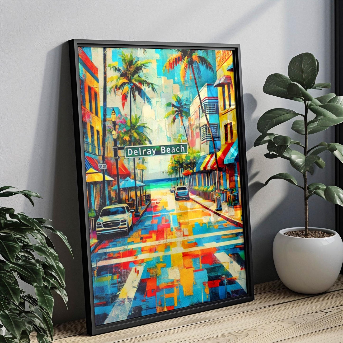 Florida Delray Beach Wall Art Print - Travel Poster, Florida Gift & Housewarming Decor, America Coastal Beach Art for Home or Office