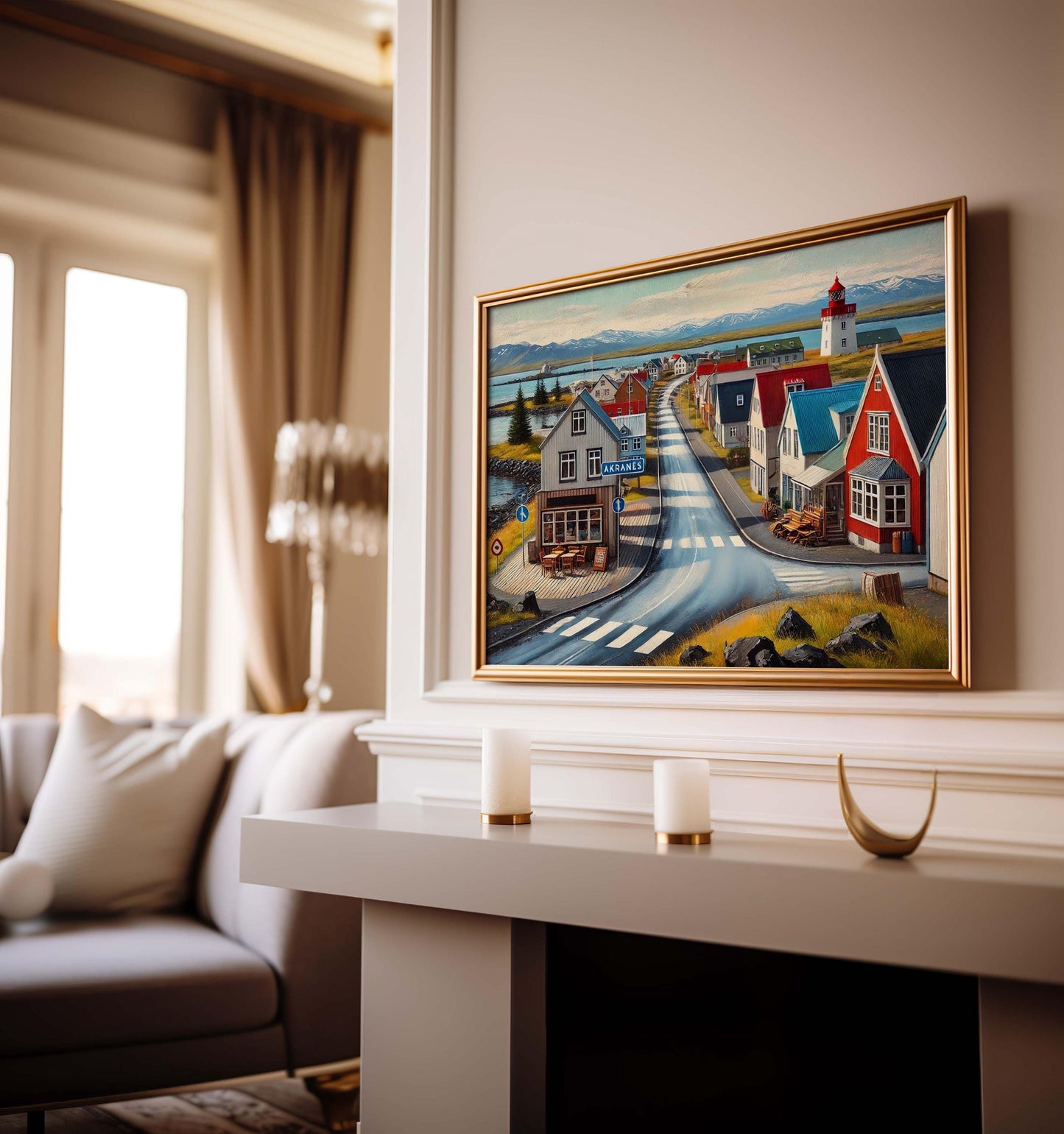 Akranes Art Print - Iceland City Wall Art, Travel Poster, European Decor, Housewarming Gift, Unique Icelandic Landscape Artwork