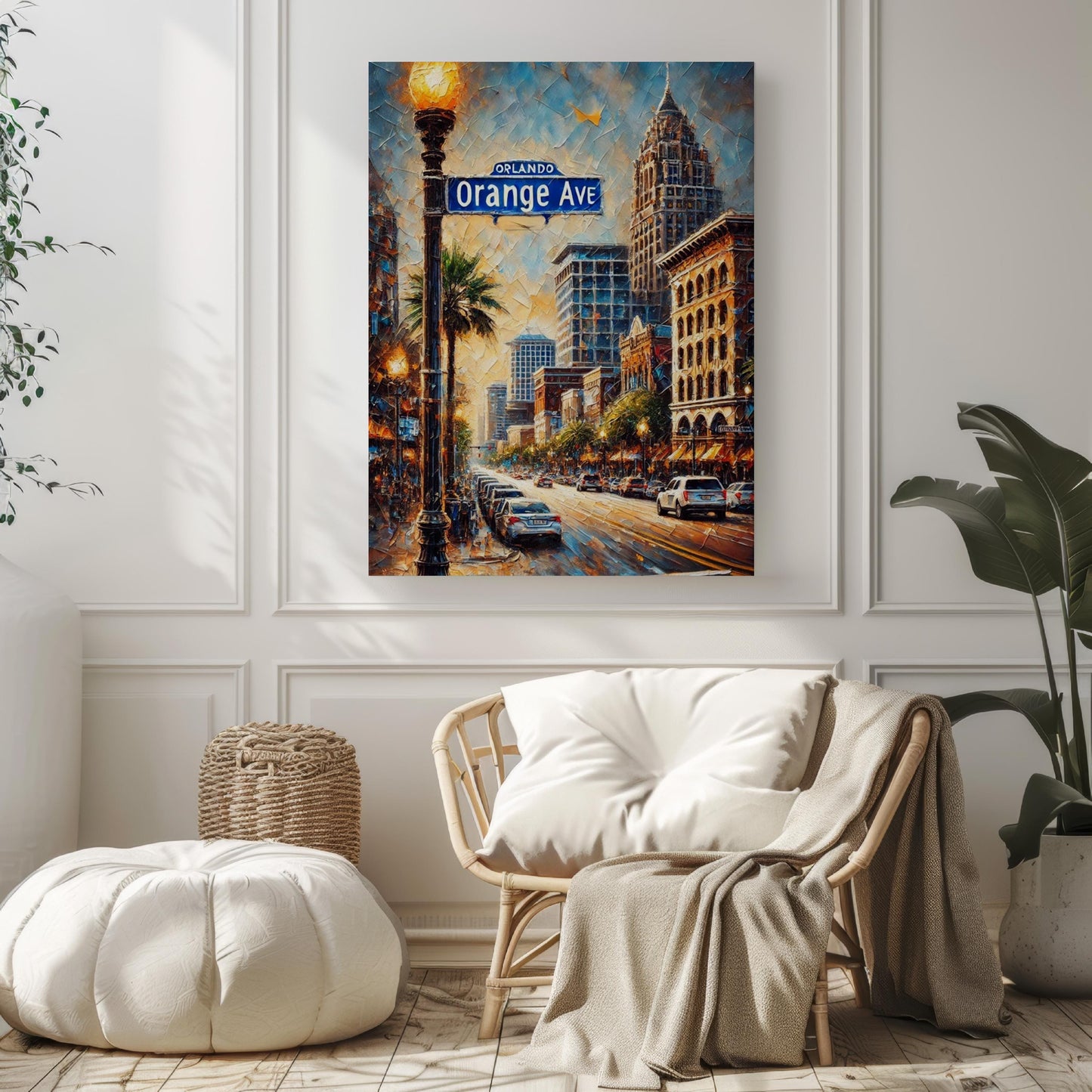 Wall Art Orange Ave Print - Orlando Florida Travel Poster, Florida Gift, Housewarming Decor, Modern City Map Artwork