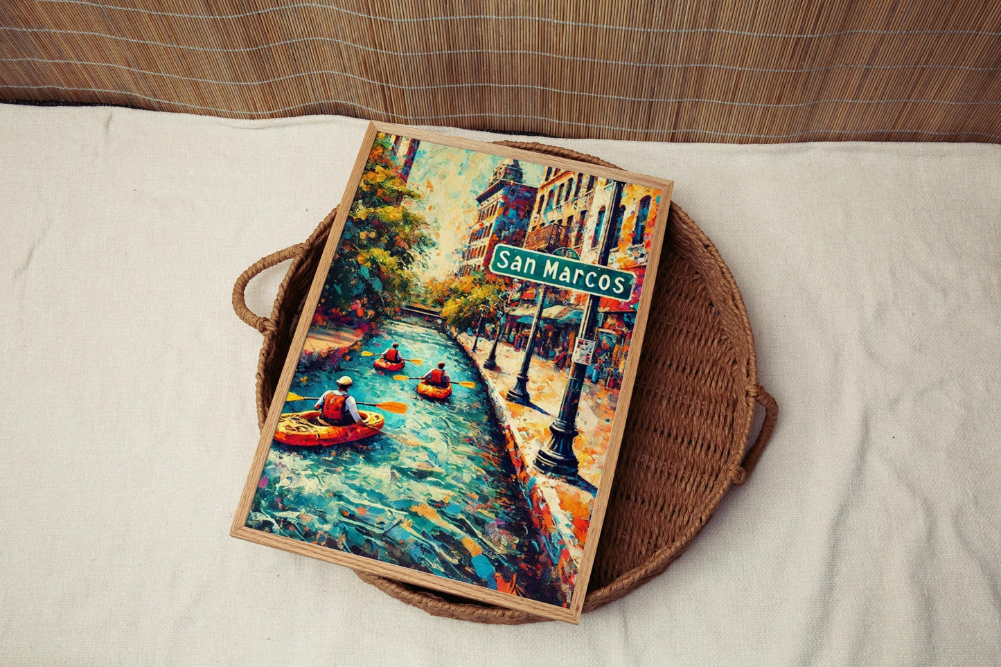 Texas Wall Art Print San Marcos Travel Poster - USA Souvenir Decor, Housewarming Gift, Texas Travel Art Home Decor
