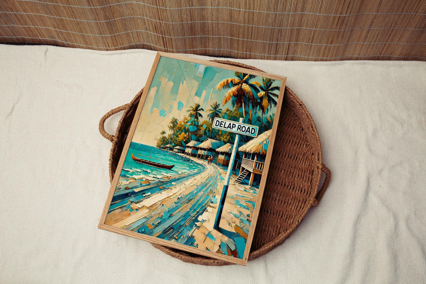 Marshall Islands Art, Delap Road Wall Decor, Majuro Travel Poster, Tropical Home Decor, Island Souvenir, Scenic Street Sign Print