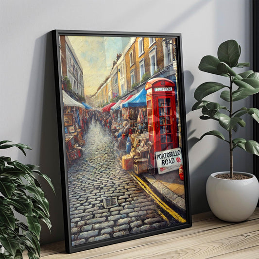 Portobello Road Print: Vintage London Market Travel Poster