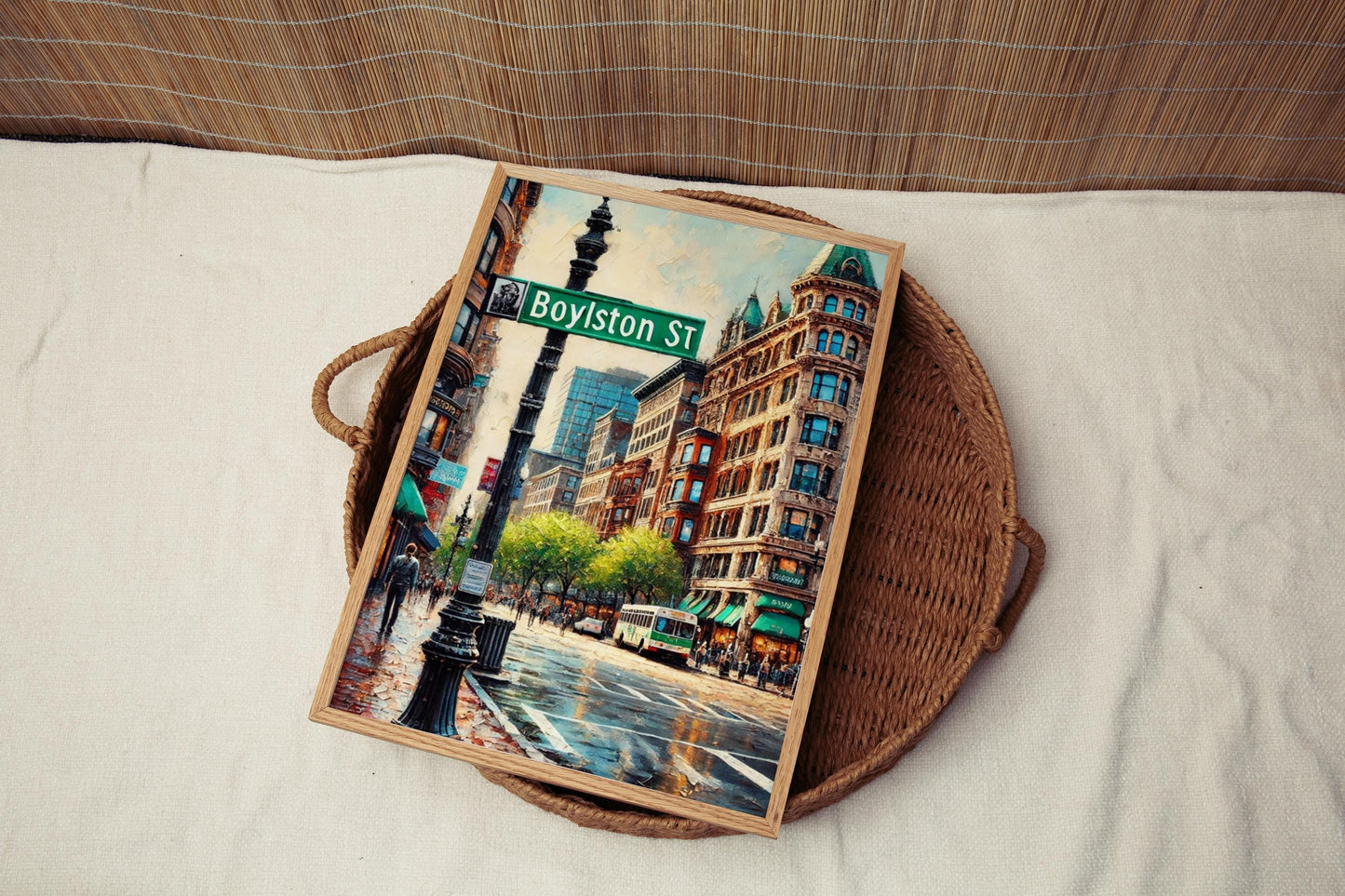 Boylston Street Wall Art Boston Print Massachusetts Cityscape Travel Poster Gift for Marathons Home Office Decor