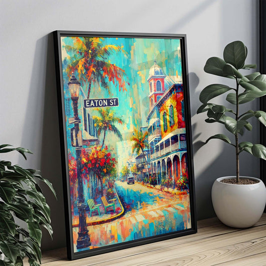 Eaton St Print – Key West Wall Art, Florida Travel Poster, Coastal Home Decor, Housewarming & Florida Gift, Eaton Street Artwork