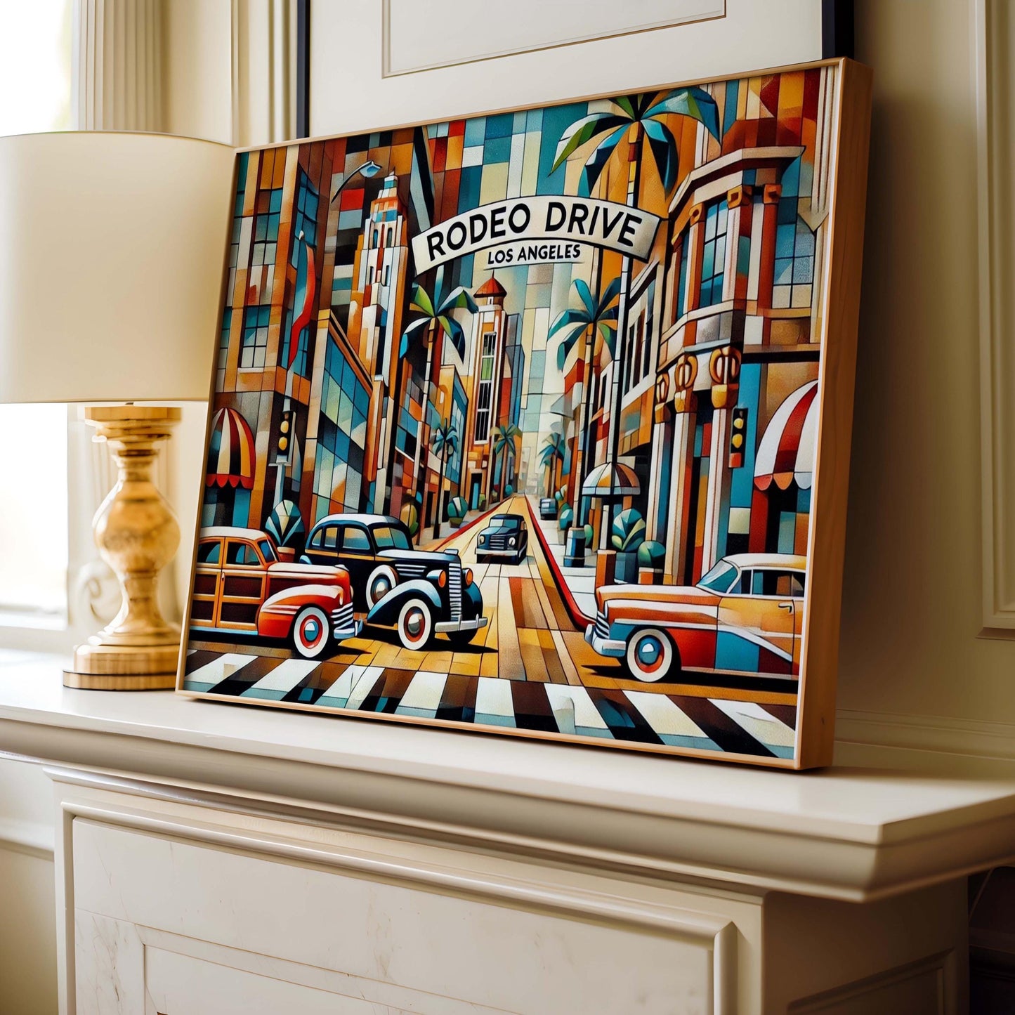 Rodeo Drive Wall Art Cubism Print - Los Angeles Travel Poster, Modern Abstract LA Gift, Housewarming Decor, Unique Travel Art