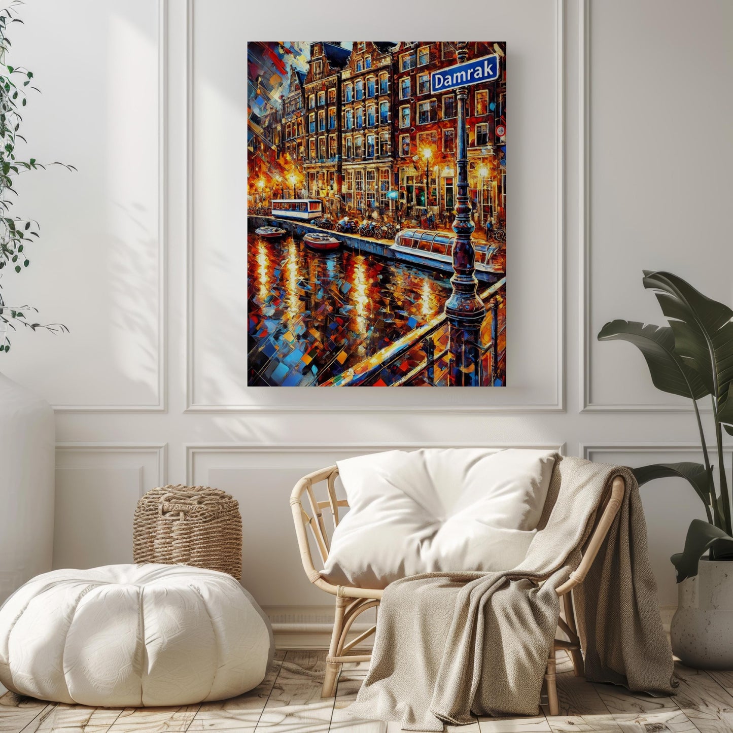 Damrak Wall Art Print – Amsterdam Travel Poster, Netherlands Gift & Housewarming Decor, Dutch Cityscape Illustration