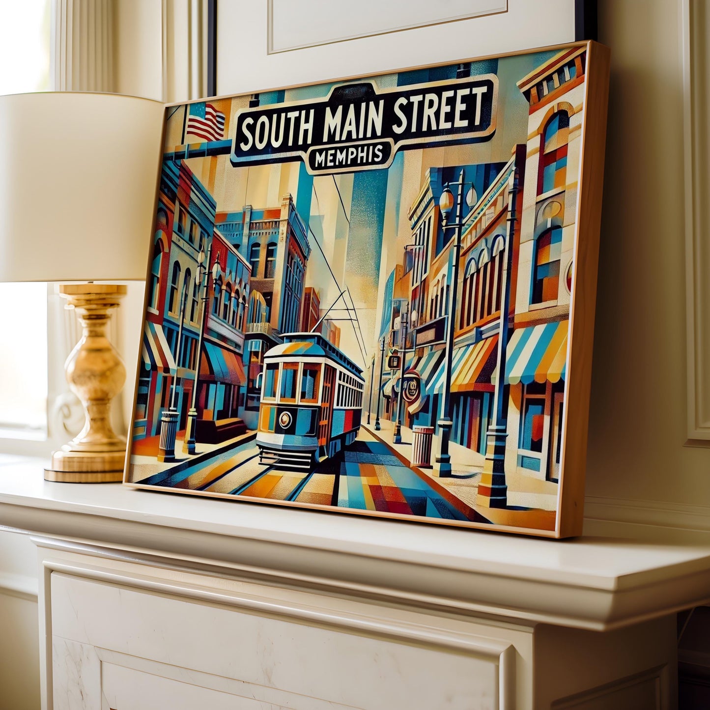 South Main St Wall Art, South Main Street Cubism Print, Memphis Cubism Art, Tennessee Gift, Travel Print, Travel Poster, Housewarming Gift