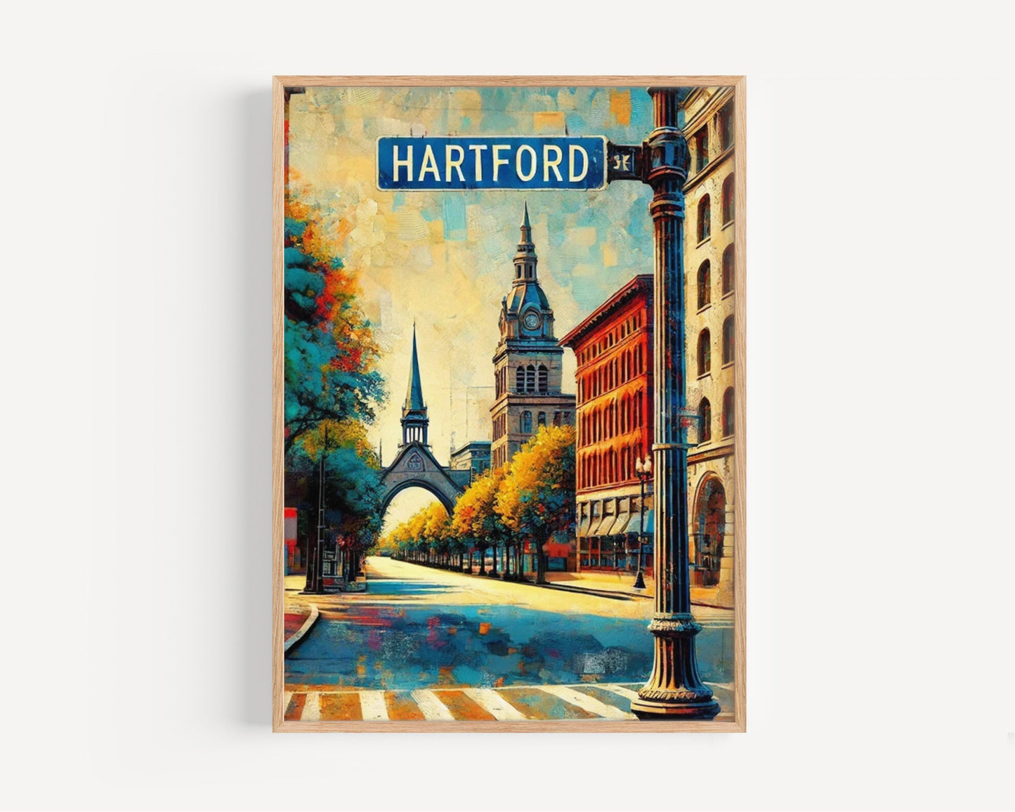 Hartford Wall Art Print - Connecticut Travel Poster & USA Gift, Housewarming Decor, American Cityscape Map, Modern Home Art