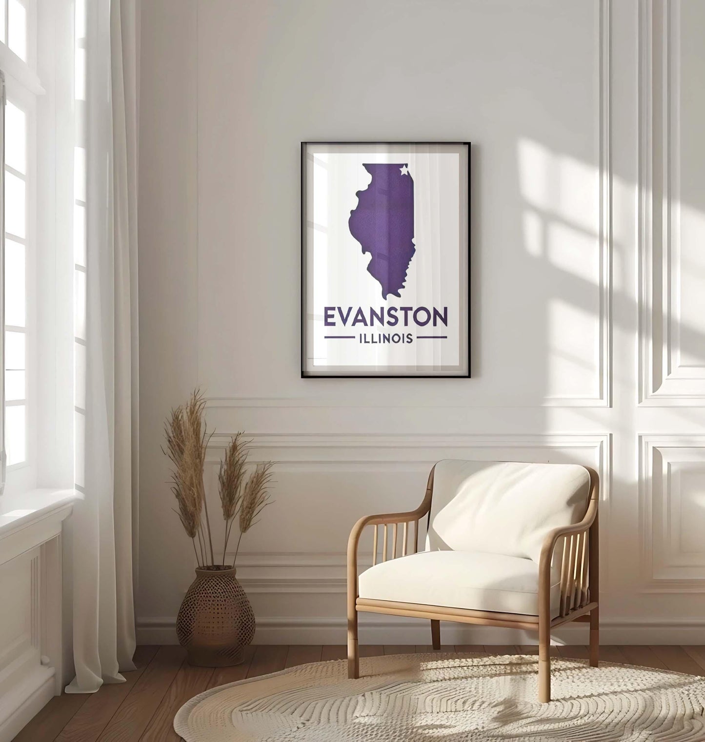 Evanston Print: Illinois Wall Art Travel Decor, College Gift, Housewarming & Home Decoration, Evanston IL Map Poster