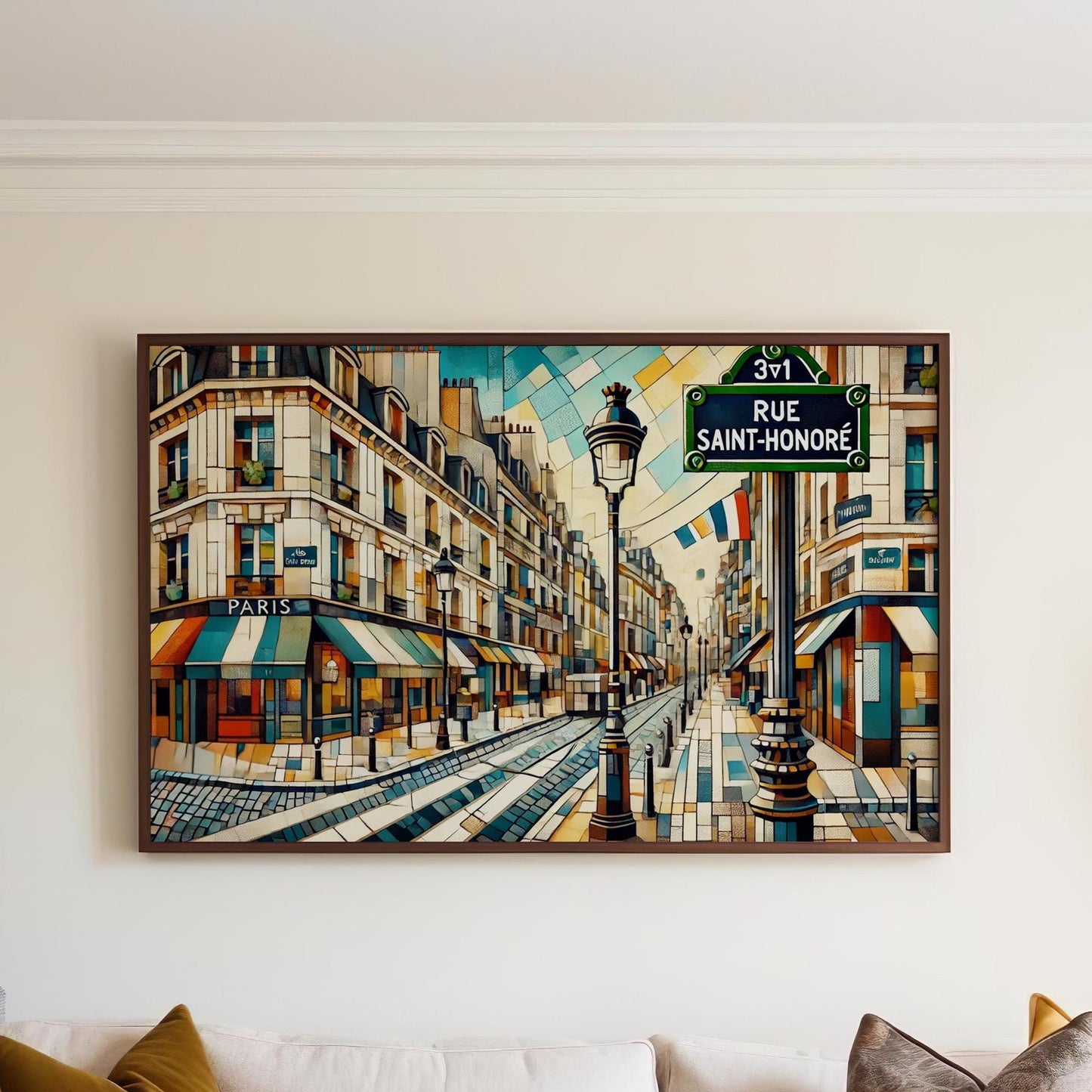 Rue Saint-Honoré Wall Art Print - Paris Travel Poster, French Home Decor, Housewarming & Gift Idea, France Art Illustration