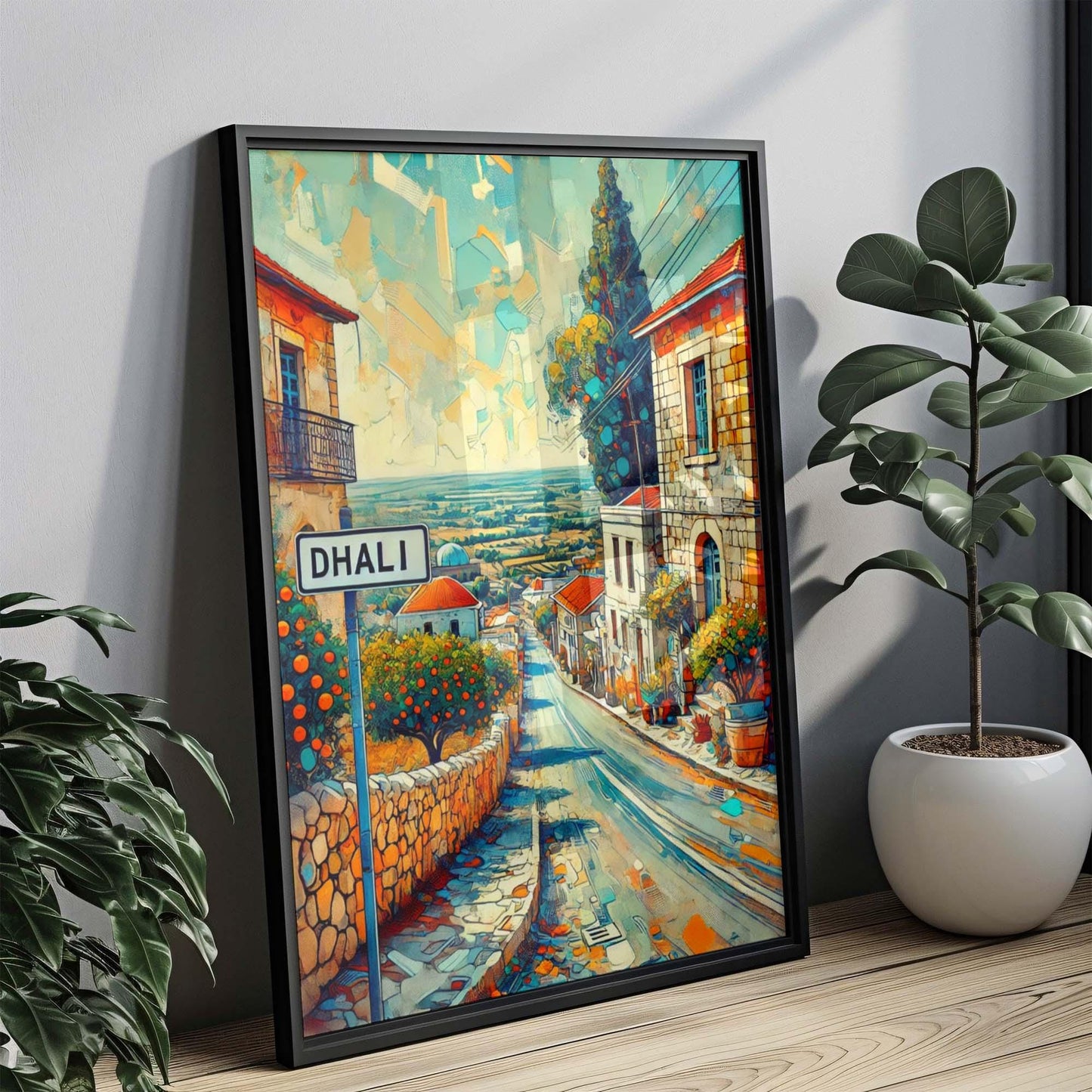 Dhali Art Cyprus Wall Print - Travel Poster & European Artwork, Housewarming Gift, Modern City Decor
