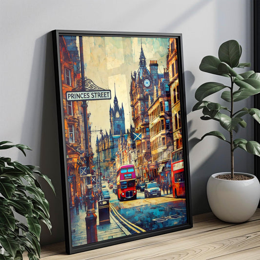 Princes Street Wall Art Print – Edinburgh Scotland Travel Poster, Scotland Gift, Housewarming Decor, Princes Street Art, Travel Print