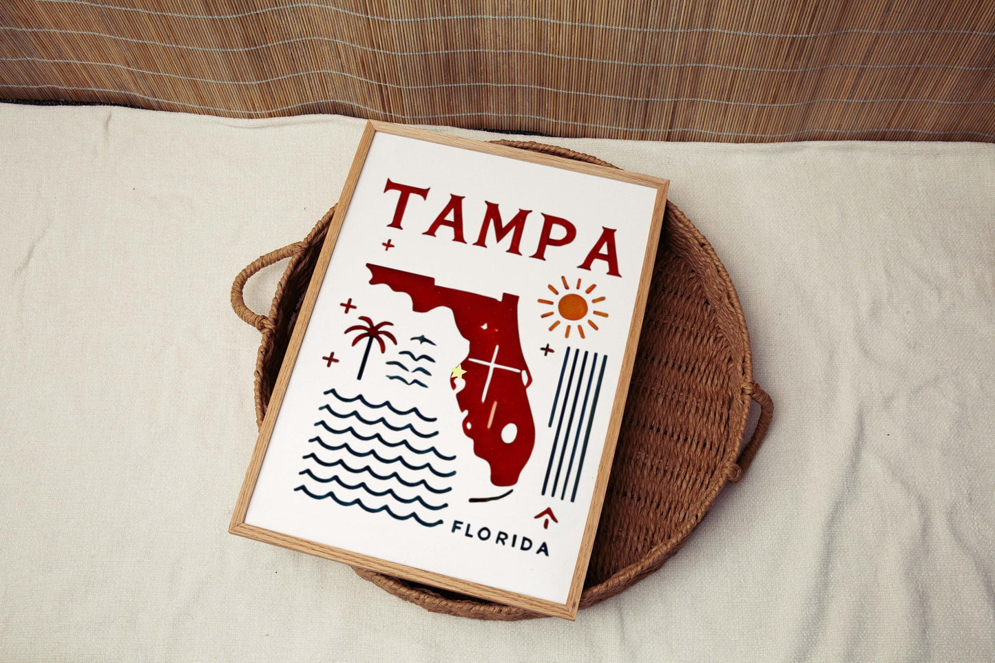 Tampa Print Wall Art - Florida Travel Decor, Tampa Florida Gift, Housewarming & College Room Artwork