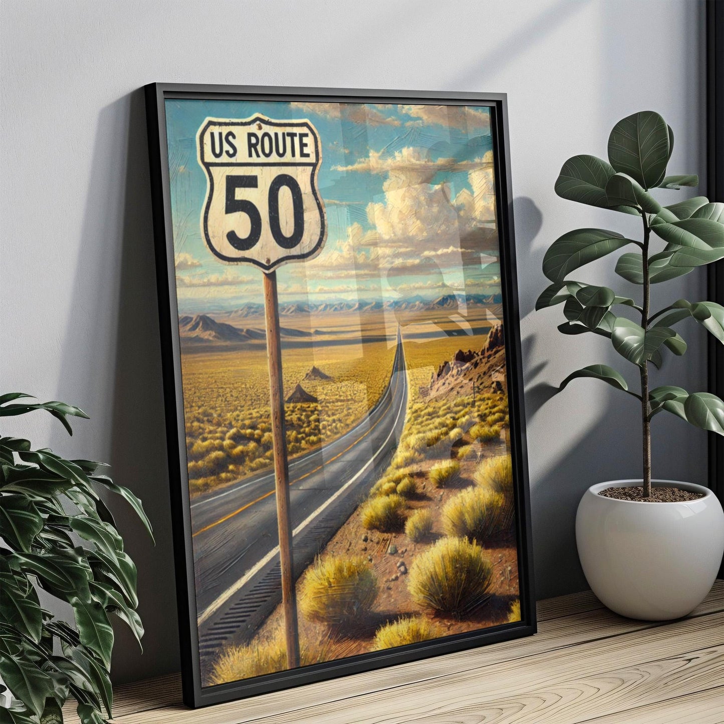 US Route 50 Wall Art Nevada Print Travel Poster American Road Map Decor Housewarming Gift