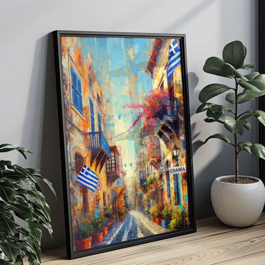 Chania Art – Greek Wall Art Print, Travel Poster, Housewarming Gift, Mediterranean Home Decor, Greece Artwork, European Travel Print