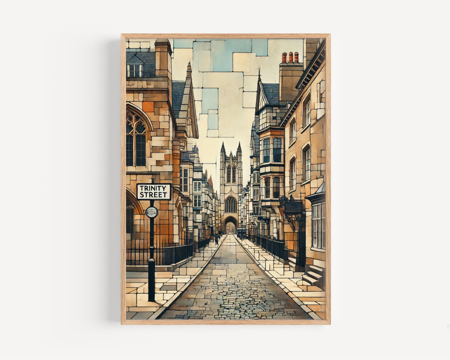 Wall Art Trinity Street Print Cambridge Travel Poster England Gift Housewarming Home Decor