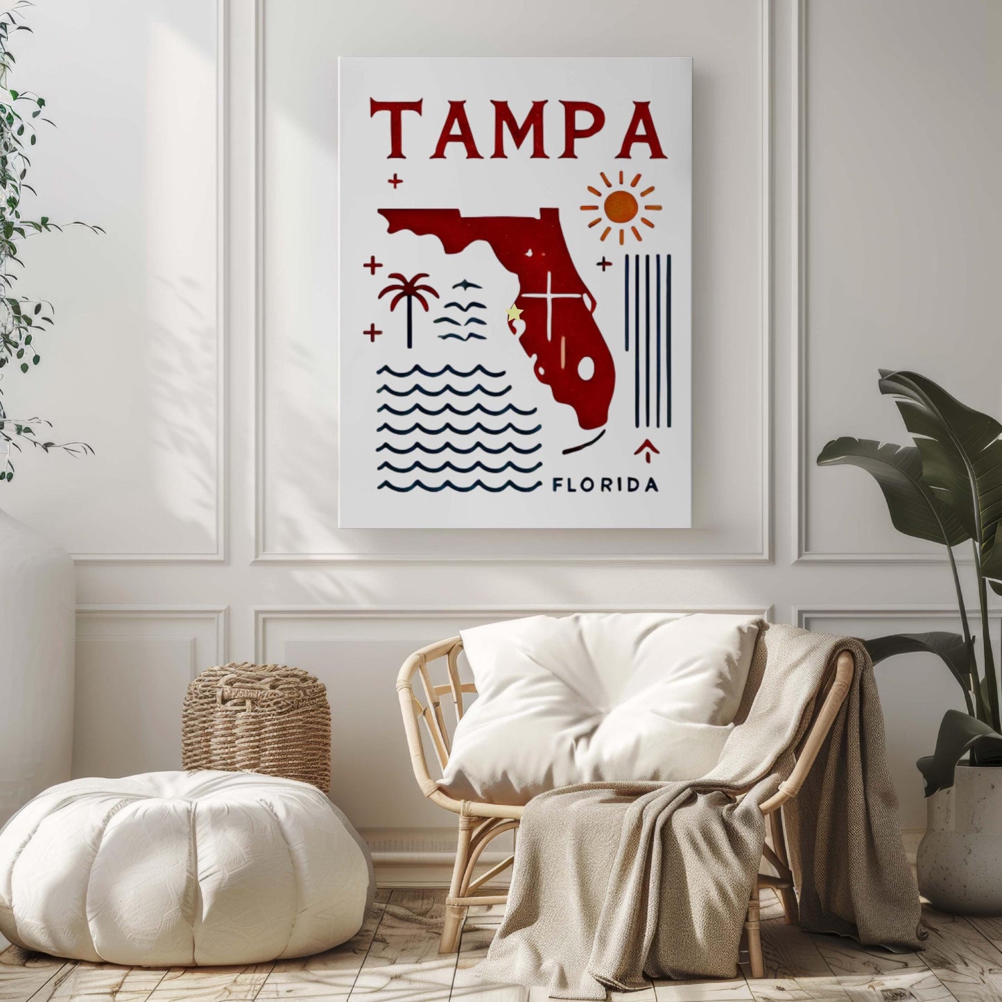 Tampa Print Wall Art - Florida Travel Decor, Tampa Florida Gift, Housewarming & College Room Artwork