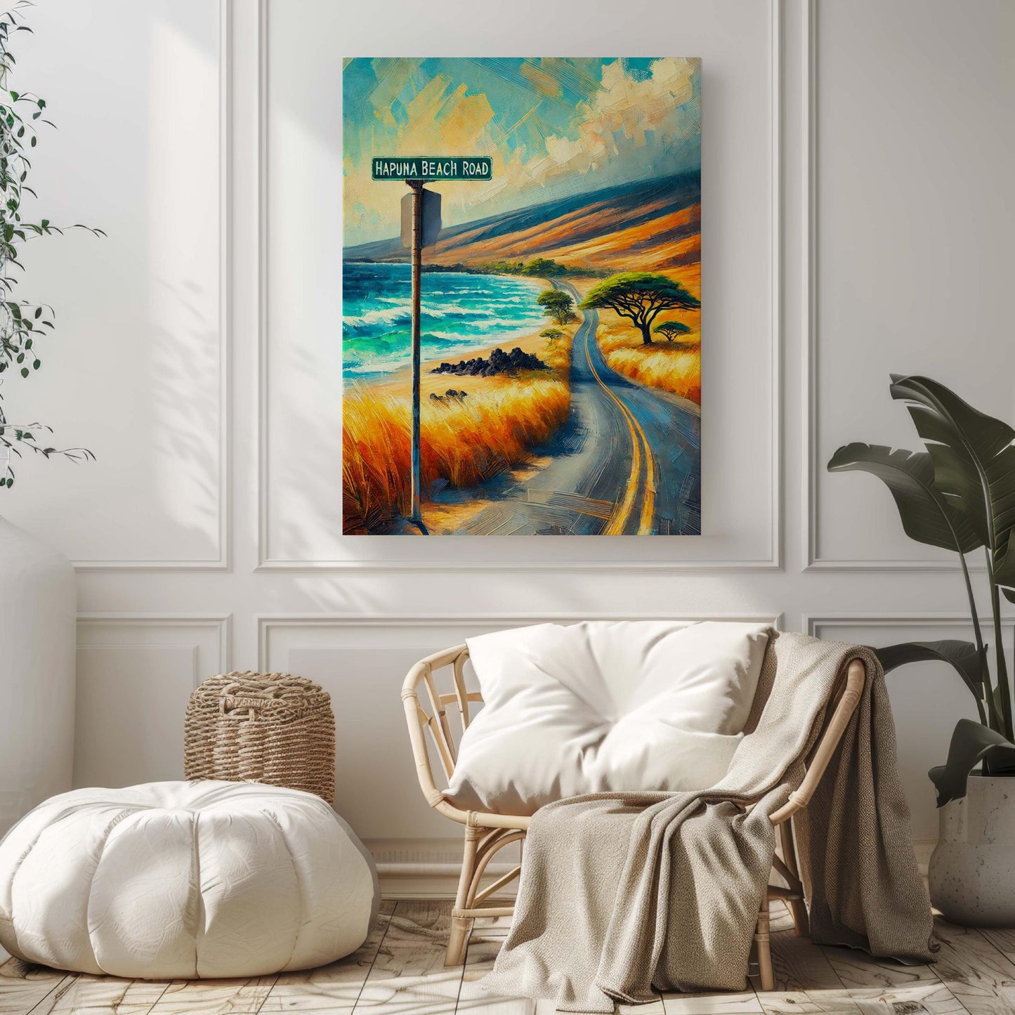 Hapuna Beach Road Wall Art - Big Island Hawaii Travel Print, Tropical Beach Poster, Waimea Home Decor, Housewarming Gift