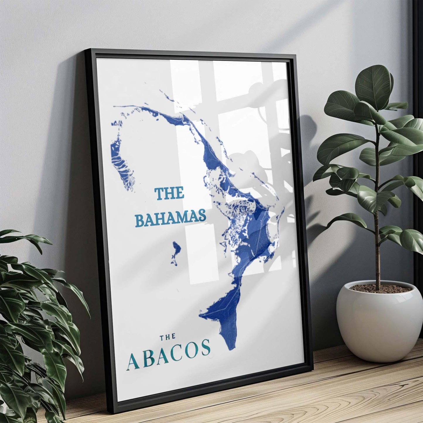 Abacos Print Tropical Wall Art Bahamas Travel Decor Sea Map Gift Housewarming Vacation College Room