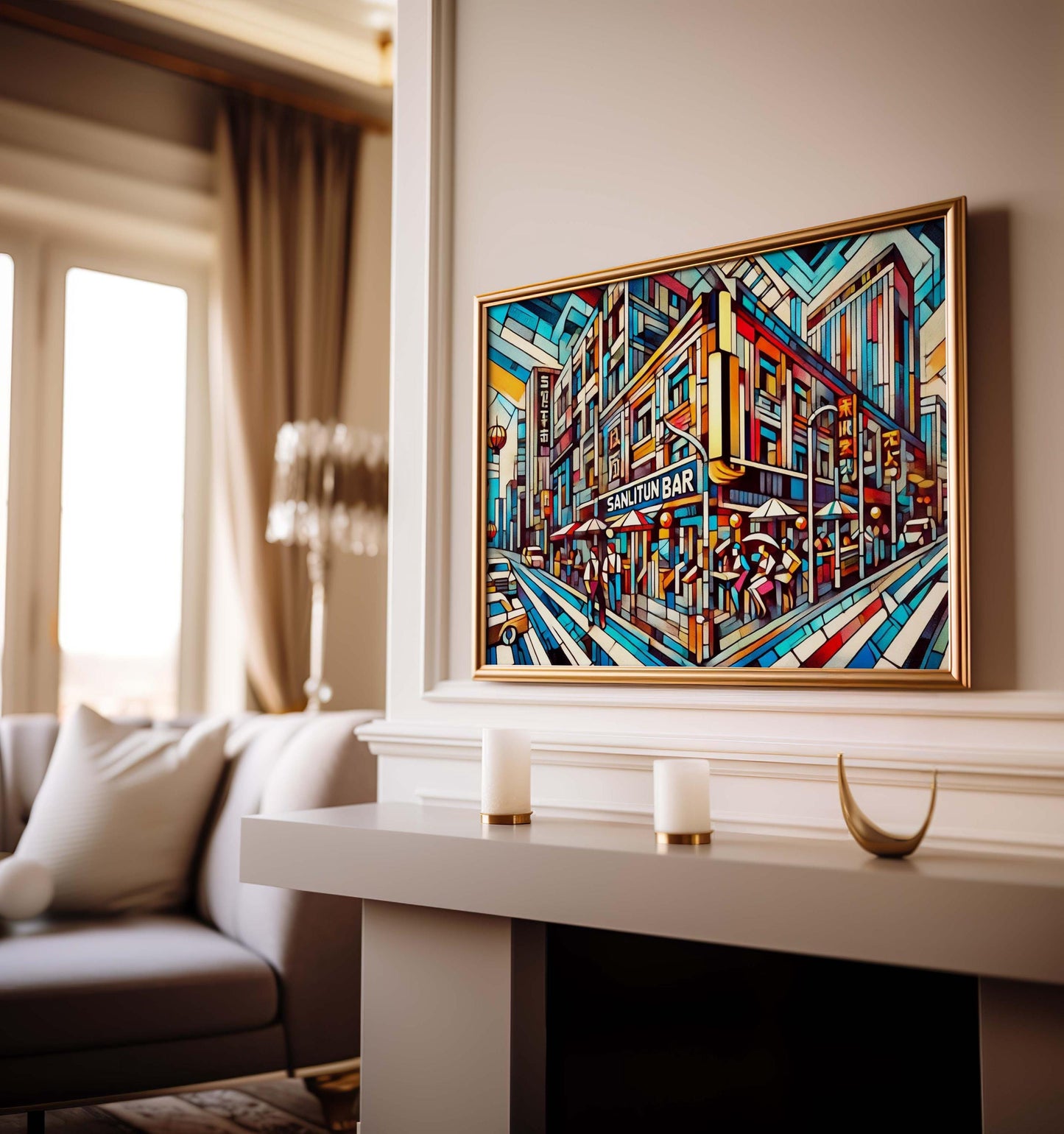 Sanlitun Bar Street Wall Art Print, Beijing Travel Poster, Modern Home Decor, Gift & Housewarming Present, Sanlitun Bar Art Decor
